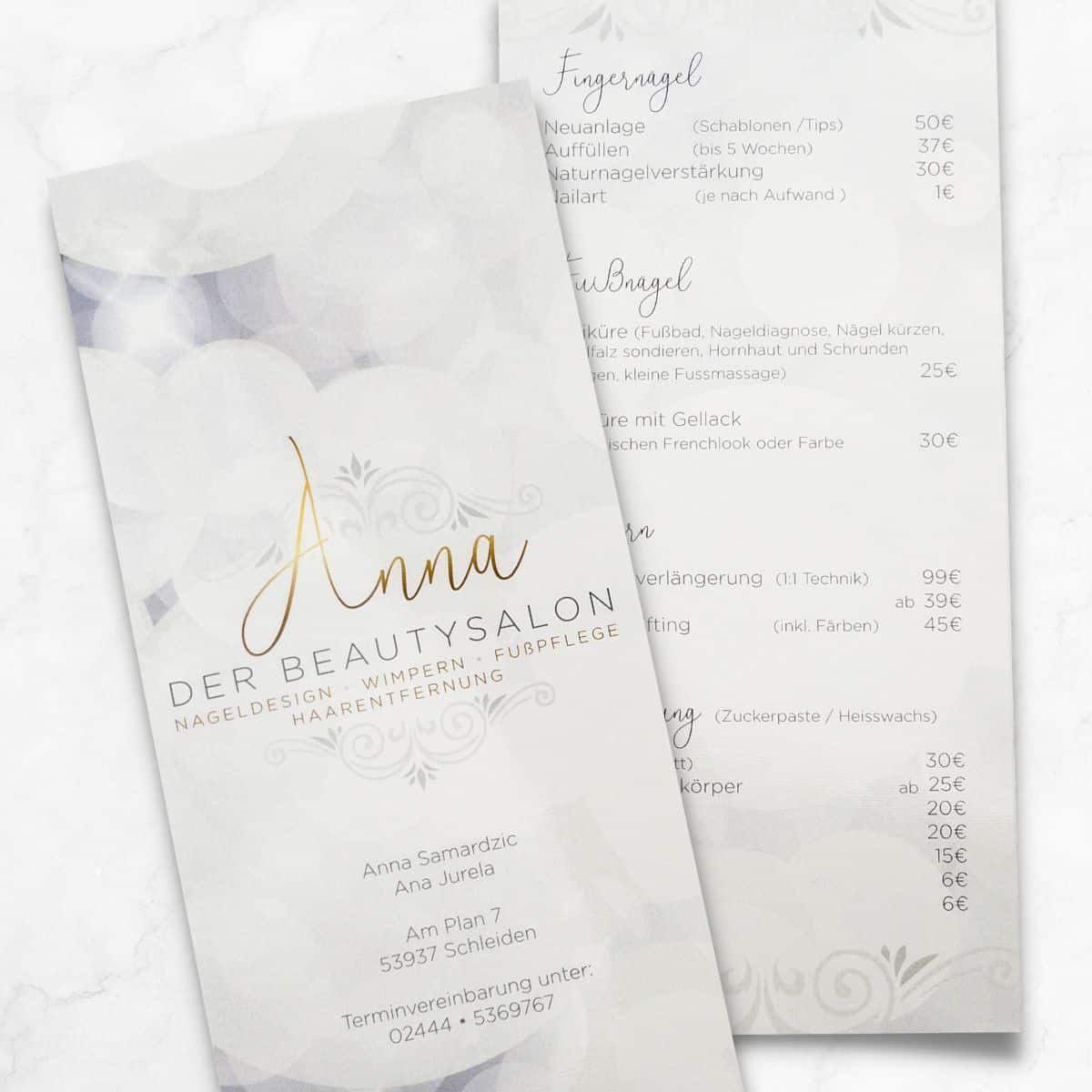 Dépliant / Liste de prix / Dépliant d'ouverture avec vernis brillant / 2 pages – Image 7