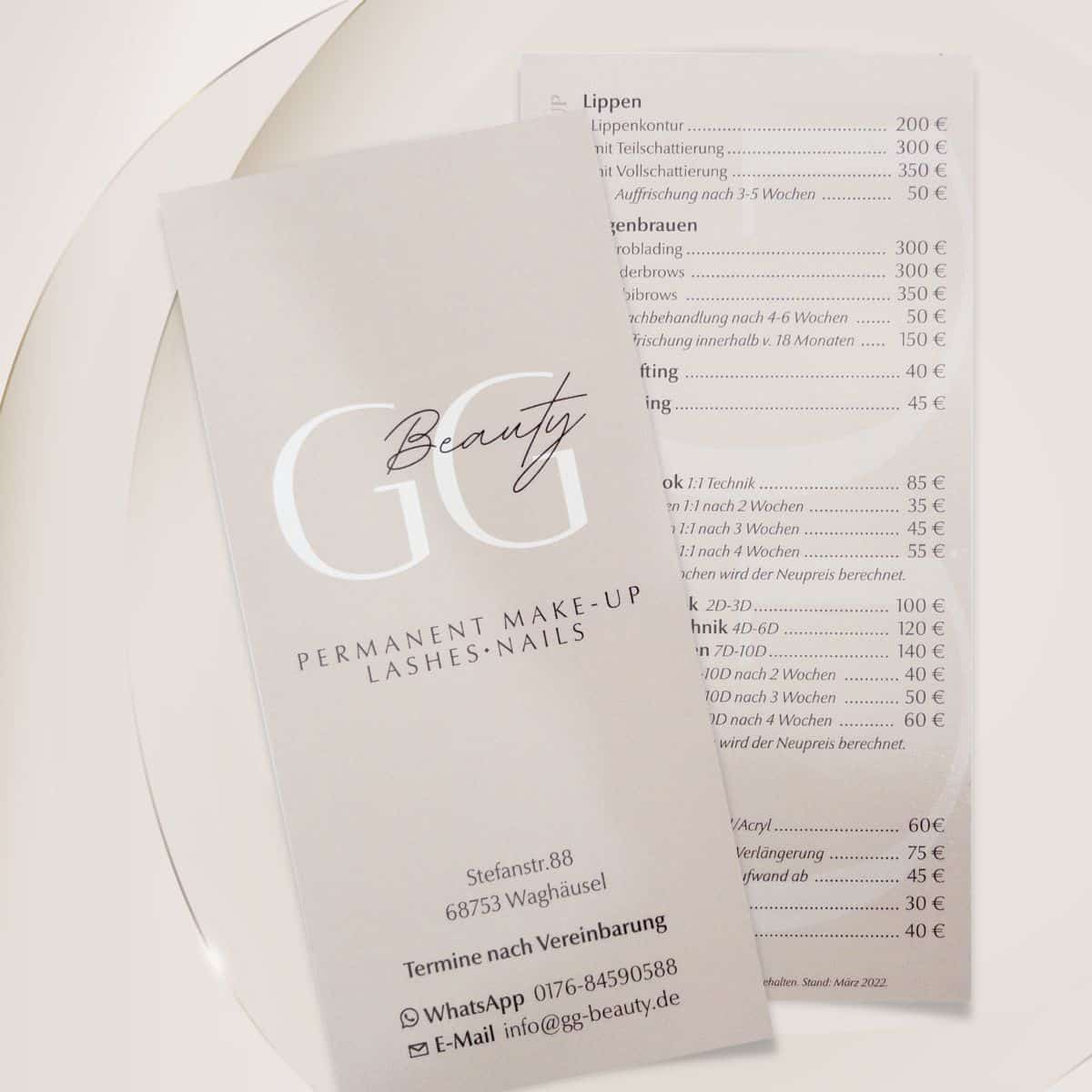 Dépliant / Liste de prix / Dépliant d'ouverture avec vernis brillant / 2 pages – Image 8