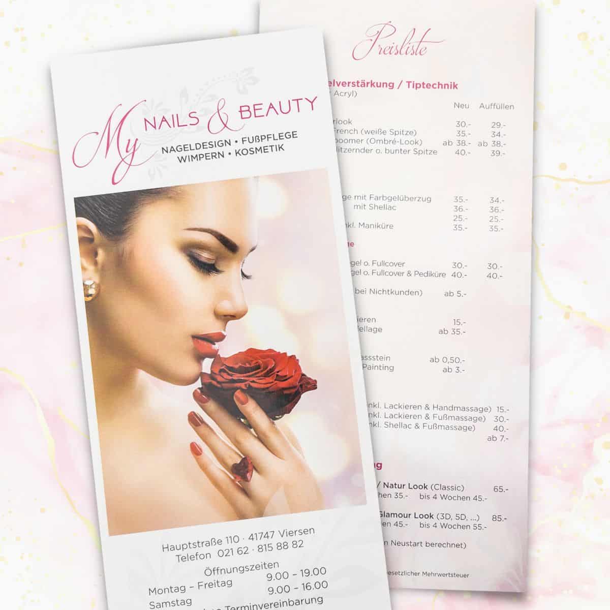 Dépliant / Liste de prix / Dépliant d'ouverture avec vernis brillant / 2 pages – Image 10