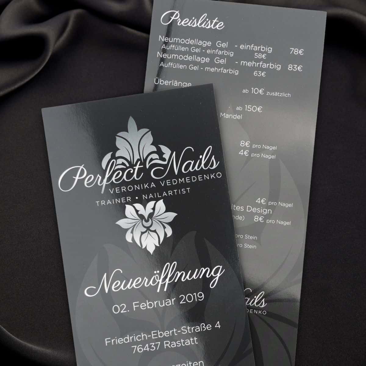 Dépliant / Liste de prix / Dépliant d'ouverture avec vernis brillant / 2 pages – Image 9