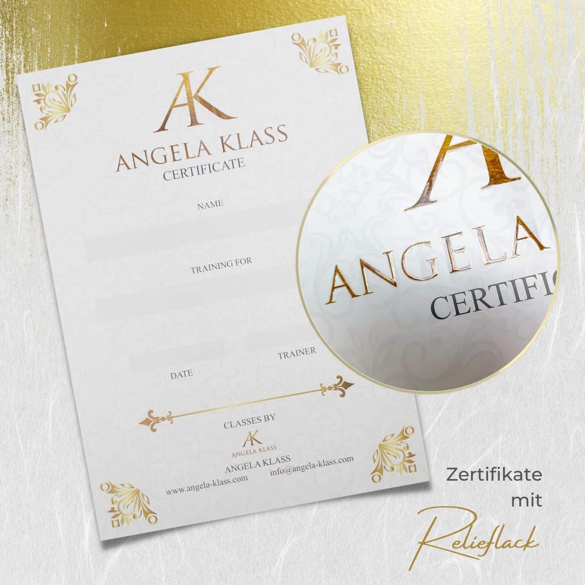 Certificat exclusif / certificat de formation avec détails de la peinture / vernis transparent – Image 10