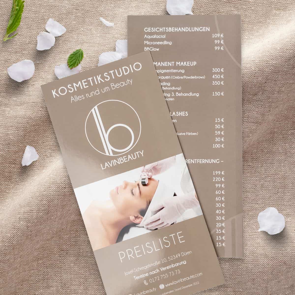 Dépliant / Liste de prix / Dépliant d'ouverture avec vernis brillant / 2 pages – Image 6