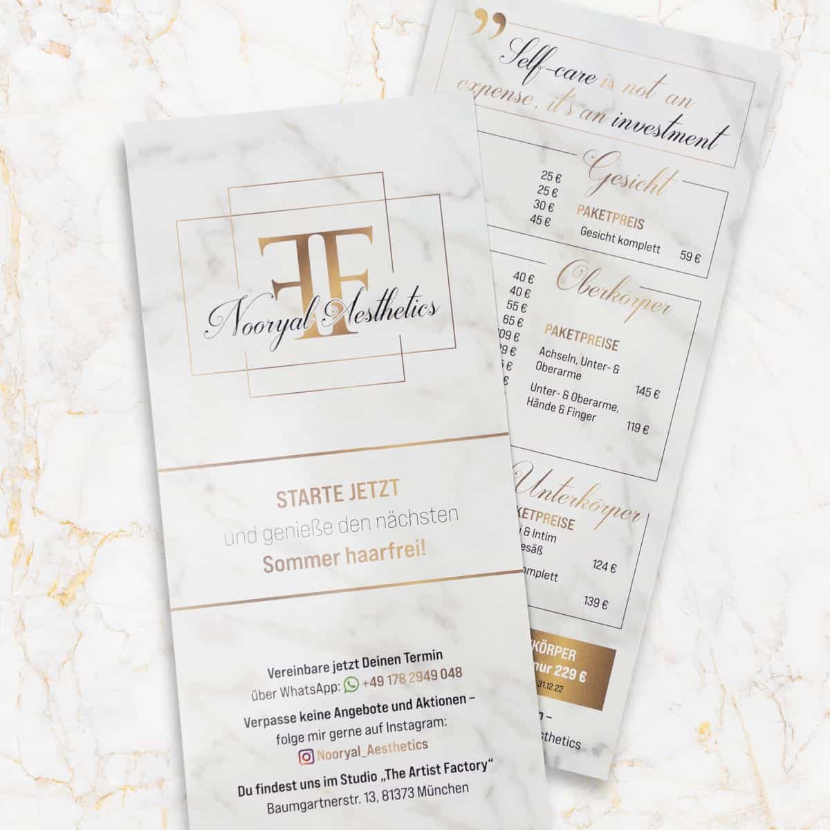 Dépliant / Liste de prix / Dépliant d'ouverture avec vernis brillant / 2 pages – Image 5