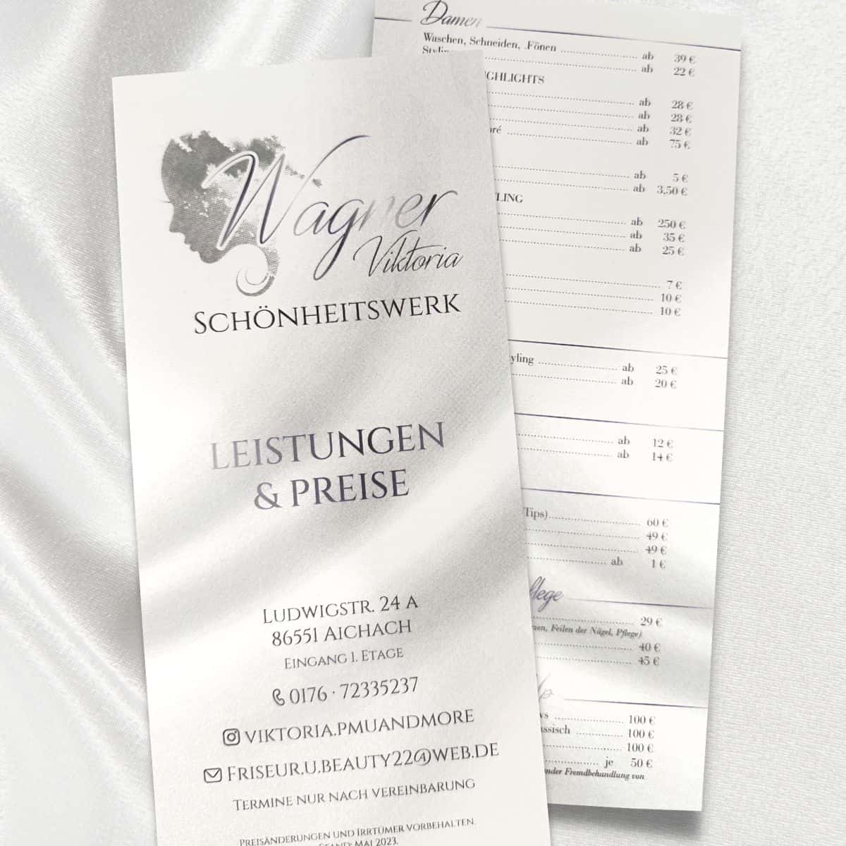 Dépliant / Liste de prix / Dépliant d'ouverture avec vernis brillant / 2 pages – Image 3