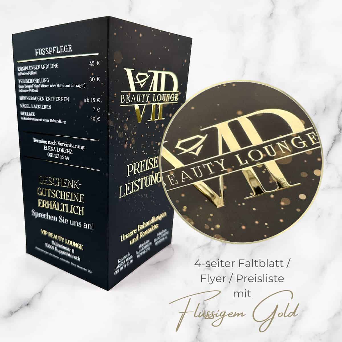 Dépliant / flyer exclusif de 4 pages avec de l'or ou de l'argent liquide – Image 4