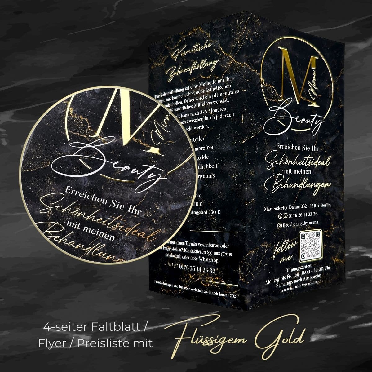 Dépliant / flyer exclusif de 4 pages avec de l'or ou de l'argent liquide – Image 8