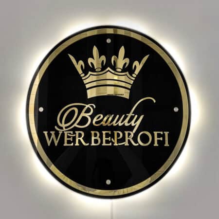 Logo mural lumineux à Led - miroir doré ou argenté